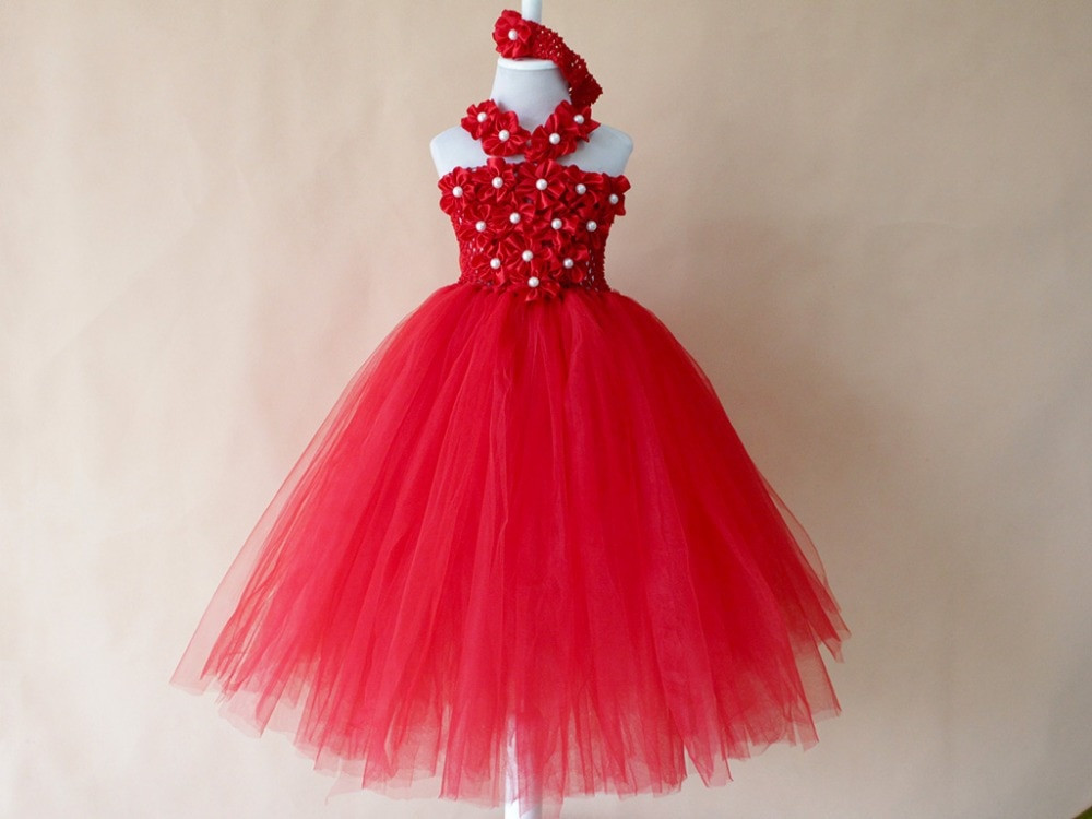 Kids Red Party Dress
 baby infant toddler children kids girls red party flower