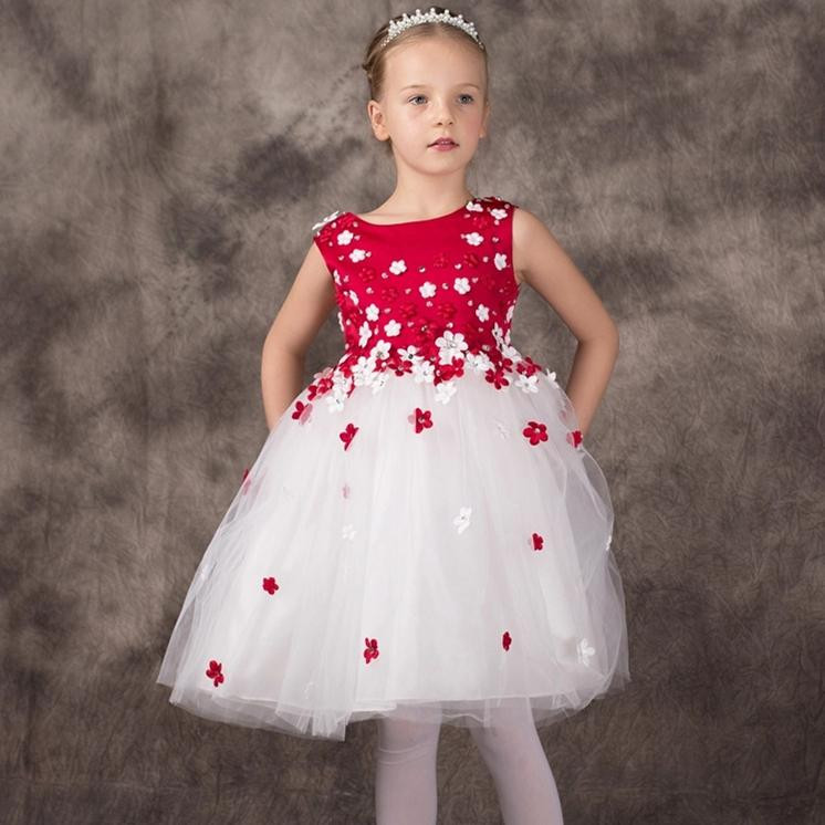 Kids Red Party Dress
 New Brand 2018 Girl Formal Clothing Children Red And White