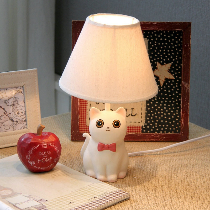 Kids Room Table Lamp
 Cute Lovely Handmade Resin Cat Led E14 Table Lamp For