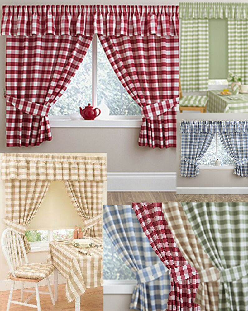 Kitchen Curtain Sets Cheap
 GINGHAM CHECKED KITCHEN CURTAINS MATCHING PELMET