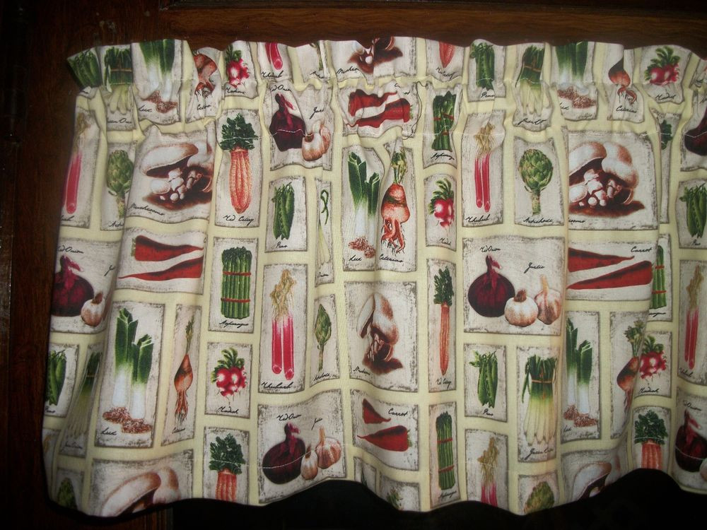 Kitchen Curtains Fabric
 Ve ables Mushrooms Diner Patchwork retro chef kitchen