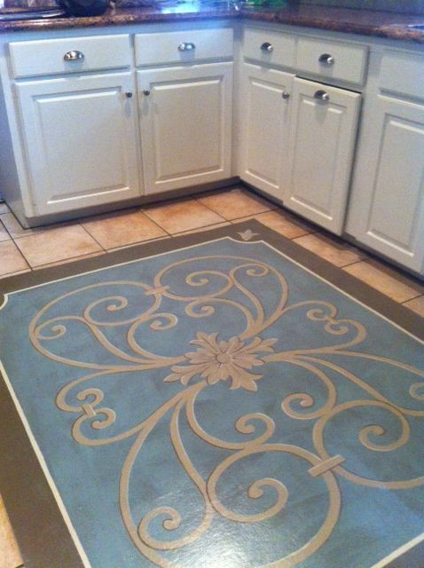 Kitchen Floor Cloth
 Floor cloth painted for a kitchen by Pruitt Littleton