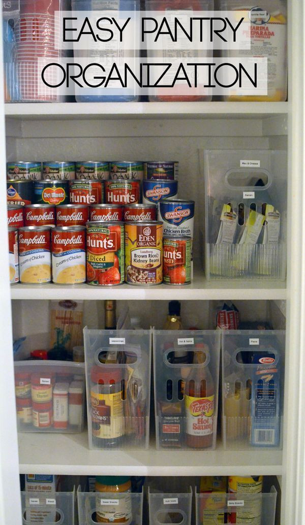 Kitchen Pantry Storage Bins
 Pantry organization uses under shelf baskets and multi
