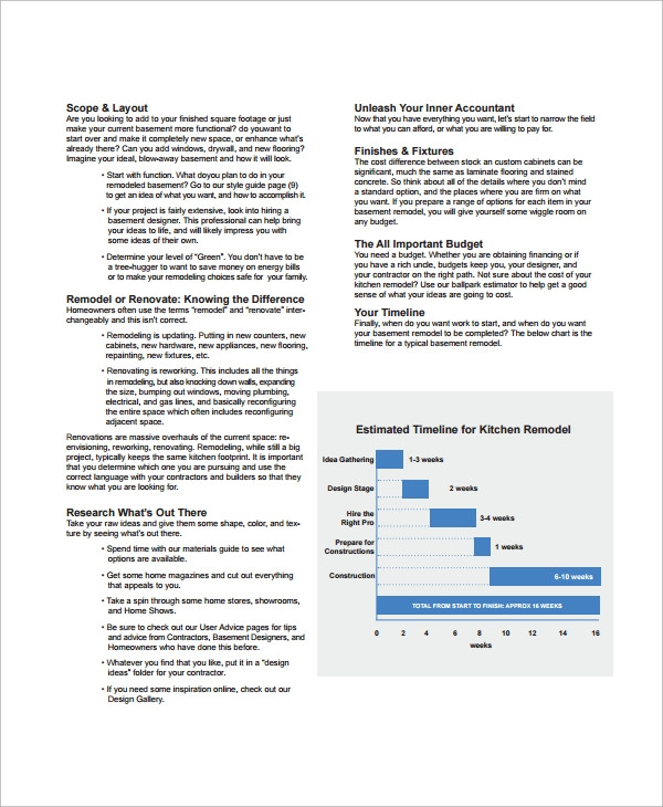 Kitchen Remodels Estimates
 Sample Remodeling Estimate 8 Documents in Word PDF