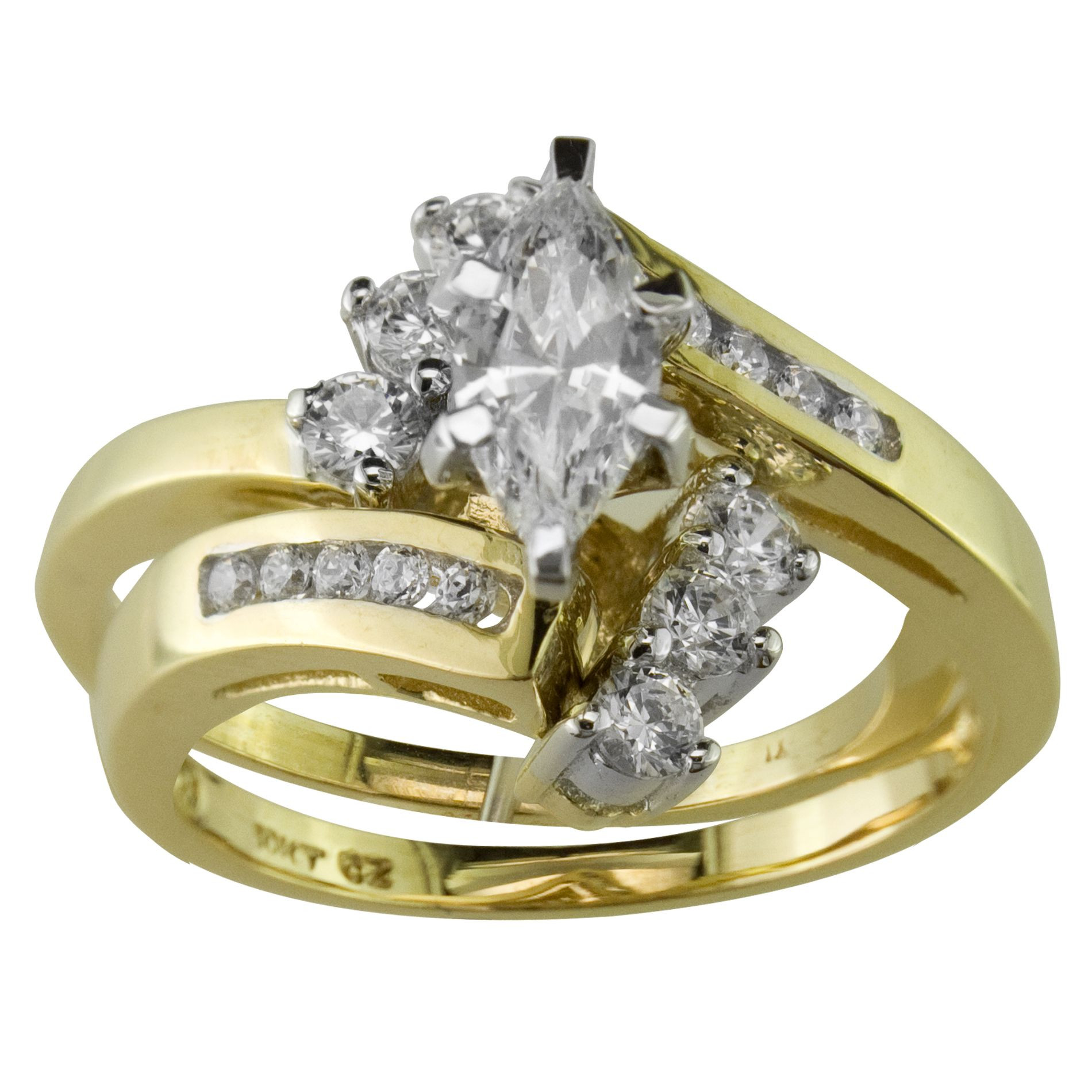 Kmart Wedding Ring Sets
 Cubic Zirconia Swirl Bridal Set in 10K Yellow Gold