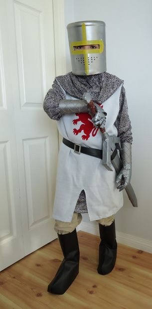 Knight Costume DIY
 DIY Youth Knight Costumes with helmet sword and