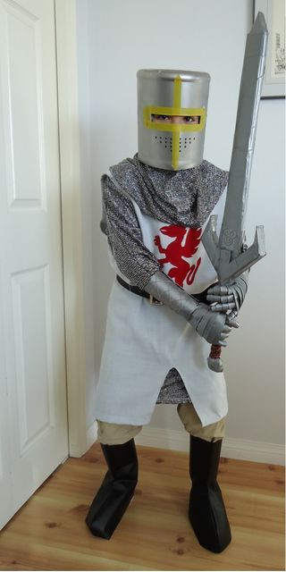 Knight Costume DIY
 DIY Youth Knight Costumes with helmet sword and gauntlets