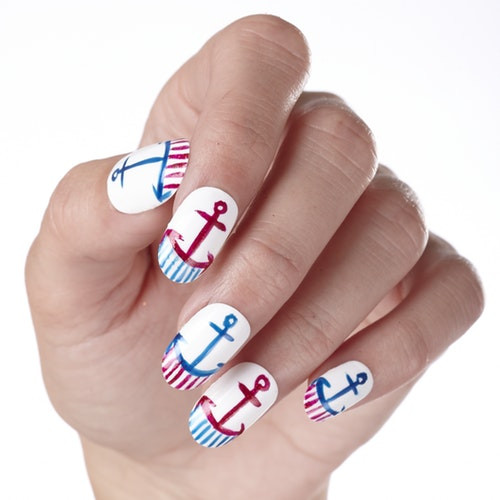 Labor Day Nail Designs
 Paint Your Nails with Anchors for Labor Day in 5 Easy