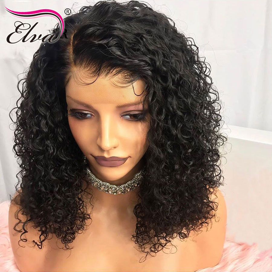 Lace Wig With Baby Hair
 Curly Short Human Hair Wigs With Baby Hair Elva Remy Hair