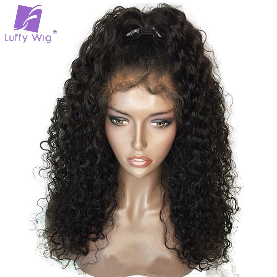 Lace Wig With Baby Hair
 LUFFY Brazilian Curly Glueless Pre Plucked Full Lace Human