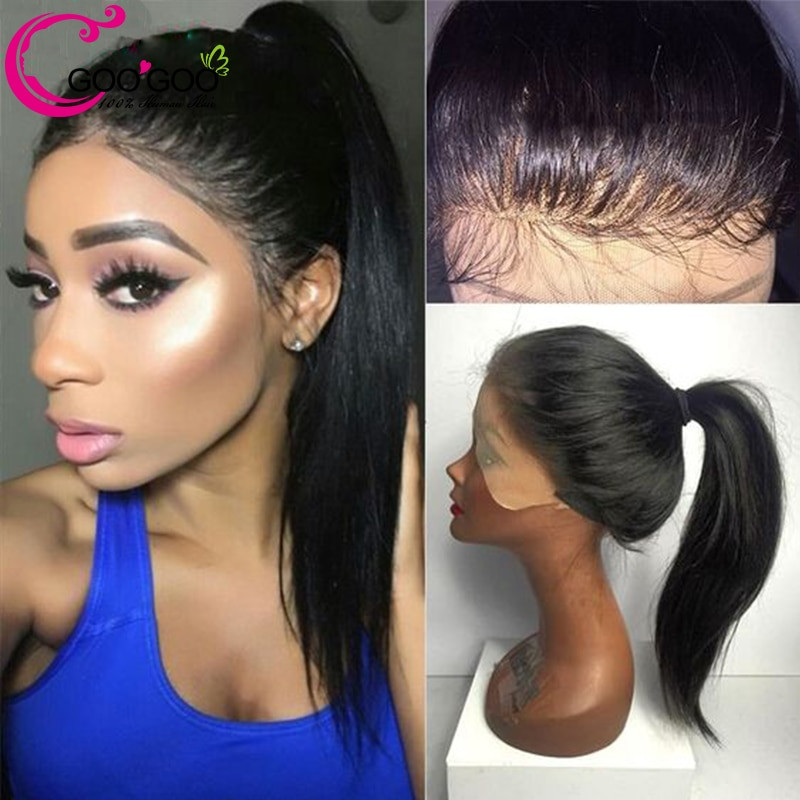 Lace Wig With Baby Hair
 GooGooing High Ponytail Full Lace Wigs Human Hair With