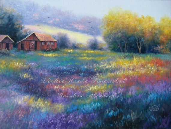 Landscape Painting Images
 Rainbow Meadow Oil Painting landscape farm paintings