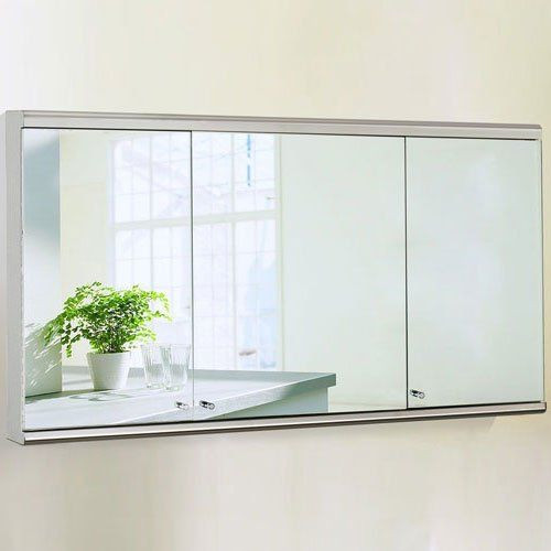 Large Bathroom Mirror Cabinet
 1200 mm Mirror Cabinet Wall Mounted 3 Door Stainless
