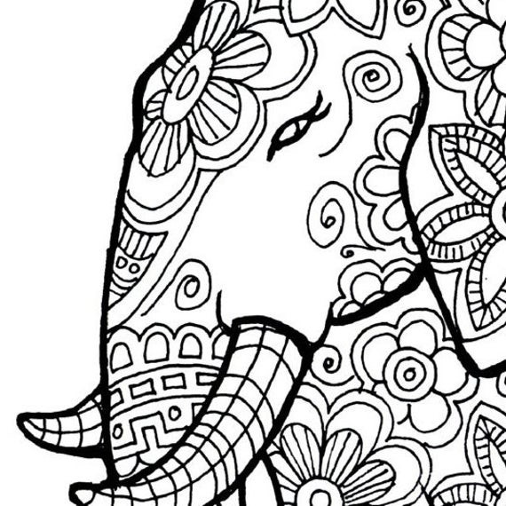 Large Coloring Pages For Adults
 Elephant Coloring Page to Print and Color by