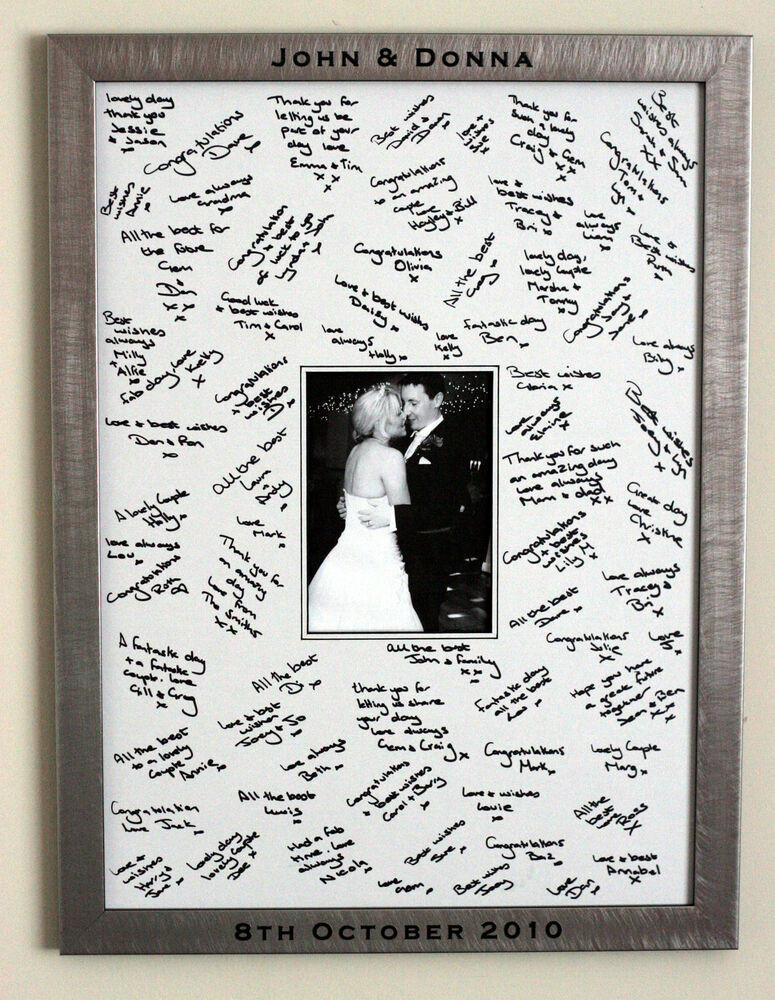 Large Wedding Guest Book
 Engraved Personalised Framed Guest Signature Signing