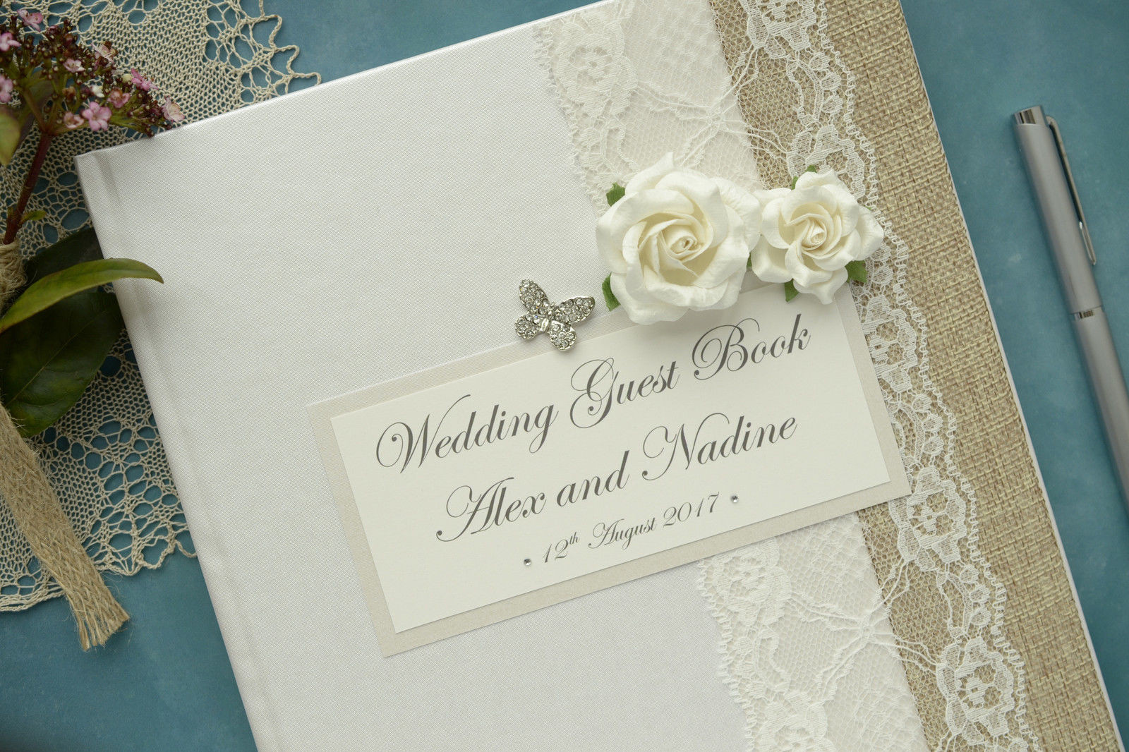 Large Wedding Guest Book
 Luxury Personalised Wedding Guest Book – Vintage