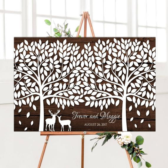 Large Wedding Guest Book
 Wedding guest book alternative signature Tree with