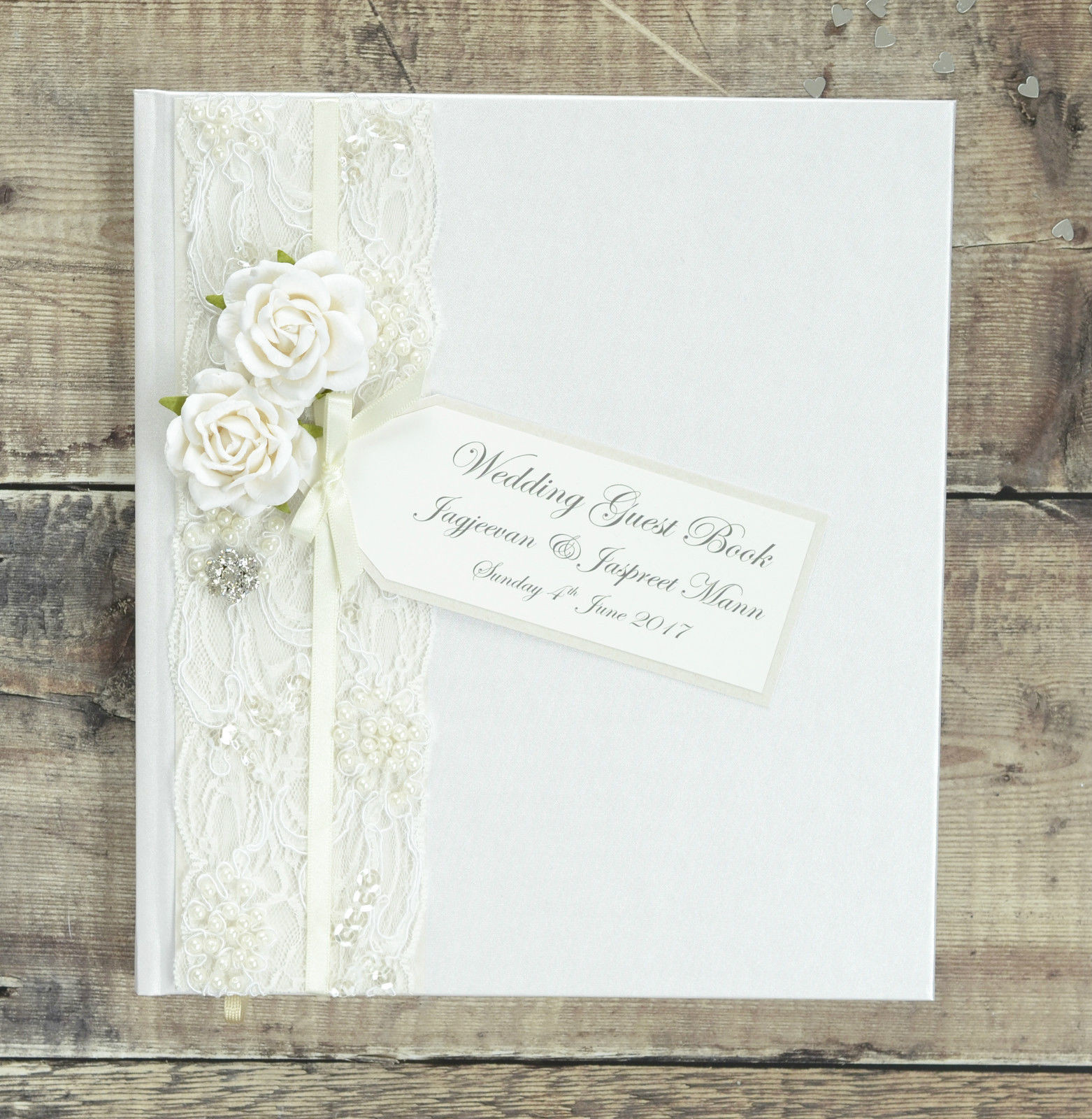 Large Wedding Guest Book
 Personalised Wedding Guest Book Luxury Ivory