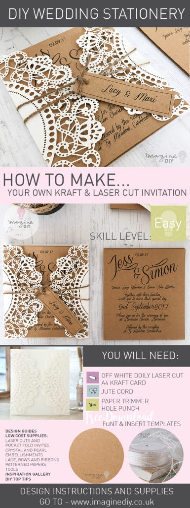 Laser Cut Wedding Invitations DIY
 How To Make Rustic Kraft and Laser Cut Invitation with