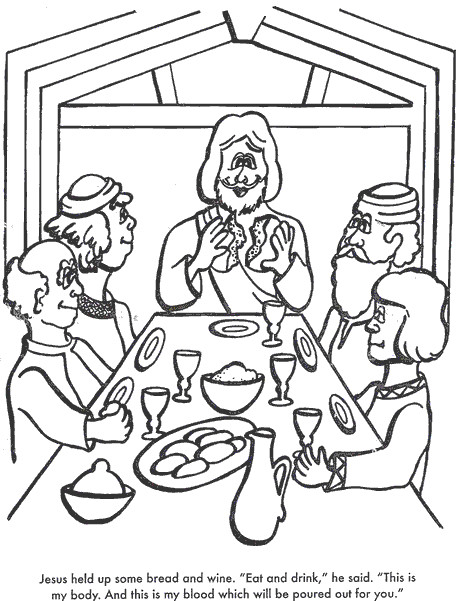 Last Supper Coloring Pages Printable
 The Last Supper Bible coloring page for Kids to Learn