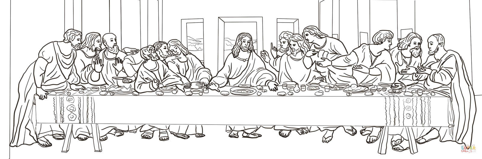 Last Supper Coloring Pages Printable
 The Last Supper by Leonardo da Vinci coloring page