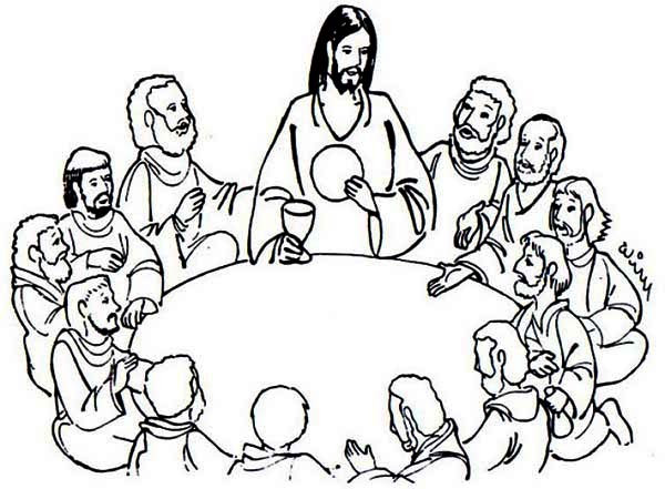 Last Supper Coloring Pages Printable
 Jesus Sharing Bread And Wine In The Last Supper Coloring