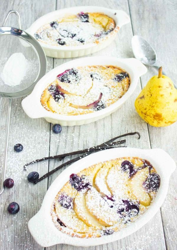 Light Fall Desserts
 Pear Blueberry Vanilla Clafoutis A fancy French dream