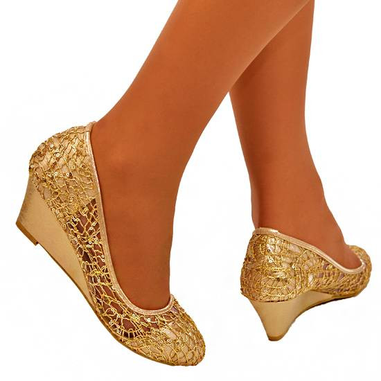 Light Gold Wedding Shoes
 WOMEN S LADIES LIGHT GOLD LACE SPARKLY GLITTER WEDGE