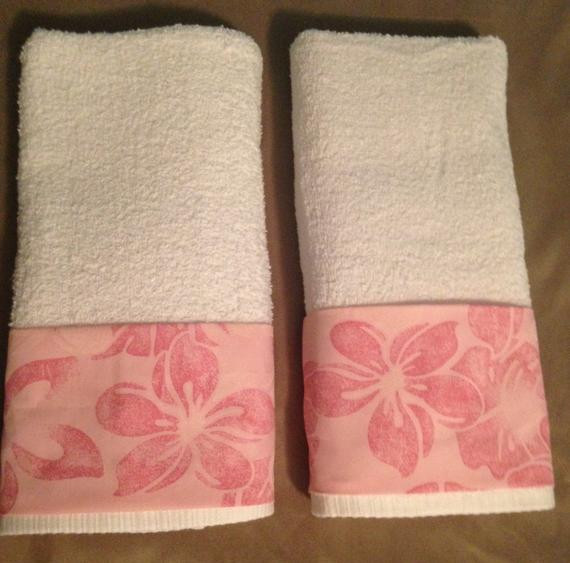 Light Pink Bathroom Towels
 Tropical Print Hand Towels Light Pink Flowers Set of 2 New