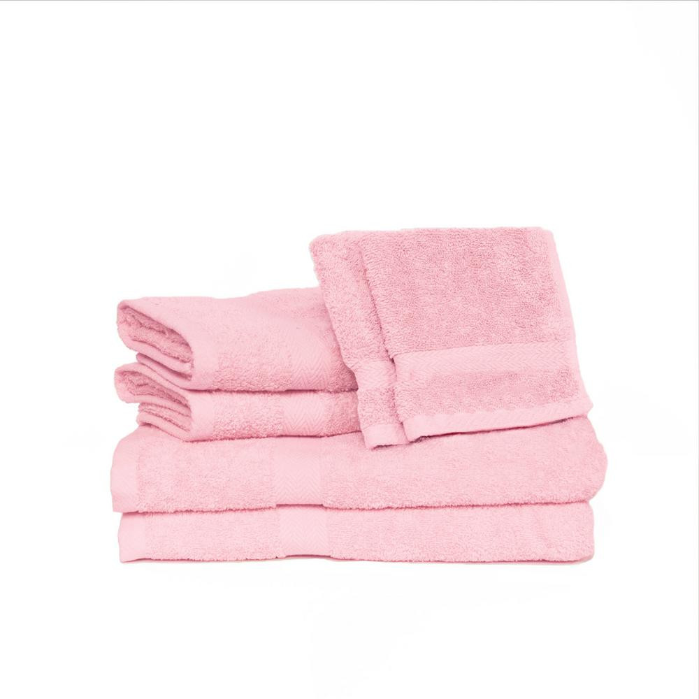 Light Pink Bathroom Towels
 Espalma Deluxe 6 Piece Cotton Terry Bath Towel Set in Pink