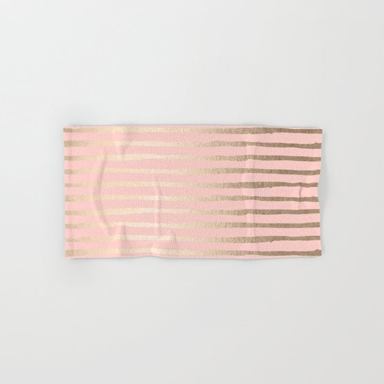 Light Pink Bathroom Towels
 Abstract Stripes Gold Coral Light Pink Hand & Bath Towel
