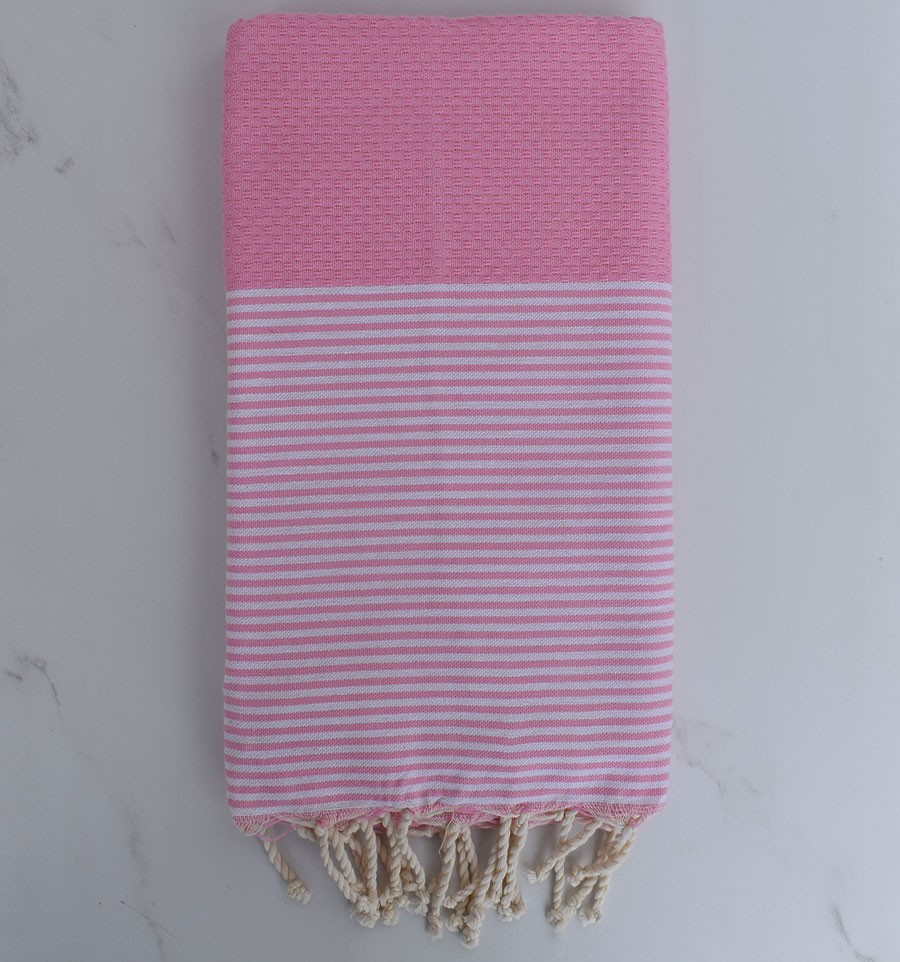 Light Pink Bathroom Towels
 Bath Towel light pink with stripes FOUTA TUNISIA