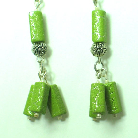 Lime Green Earrings
 Lime Green Earrings Green Sassy Earrings Green Chandelier