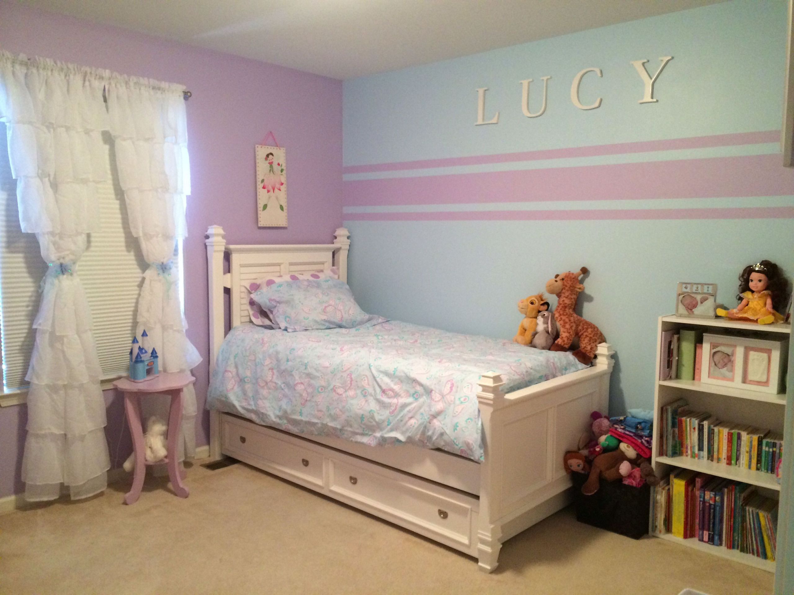 Little Girl Bedroom Paint Ideas
 Accent wall stripes for little girl room Kristin duvet