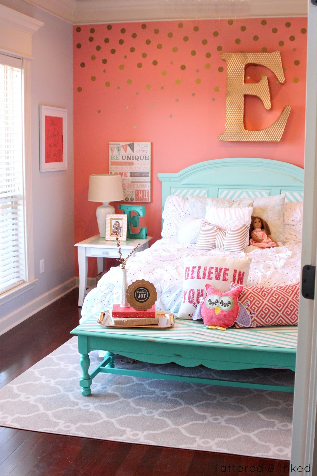 Little Girl Bedroom Paint Ideas
 Tattered and Inked Coral & Aqua Girl s Room Makeover