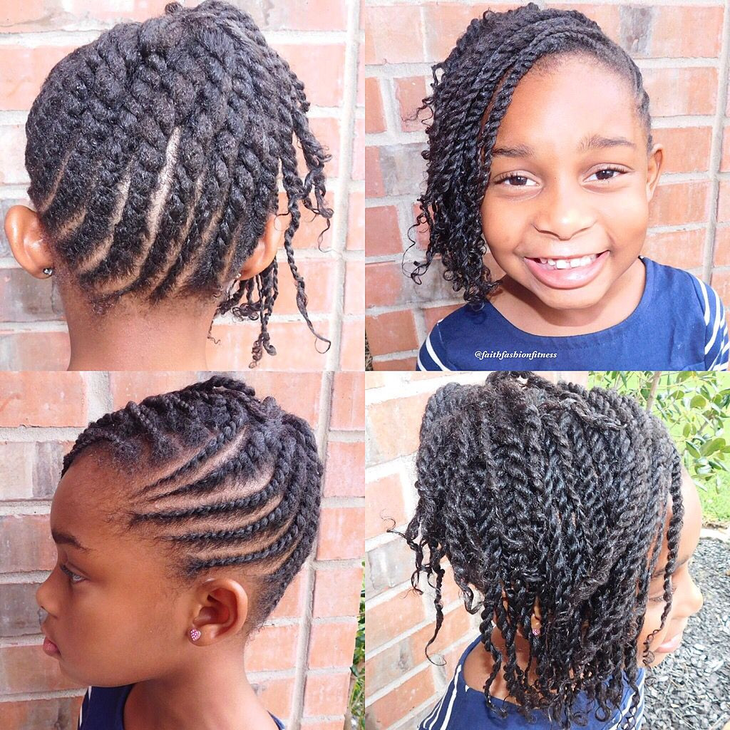 Little Girl Two Strand Twist Hairstyles
 Flat twist updo with side two strand twist bangs