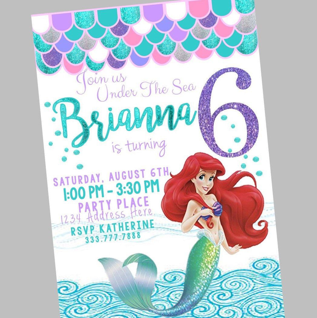 Little Mermaid Party Invitation Ideas
 Little Mermaid Invitation Glitter Mermaid Birthday