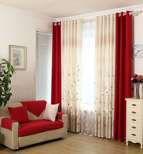 Living Room Red Curtains
 Pastoral living room bedroom warm and simple modern custom