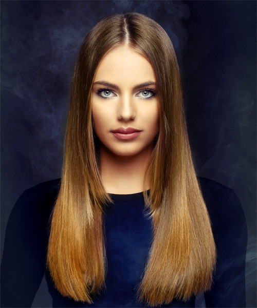 Long Straight Hairstyles
 Long Straight Brunette and Red Two Tone Hairstyle