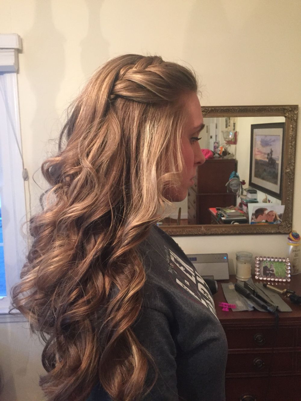Loose Curl Prom Hairstyles
 Loose curls with a braid by me Hair design