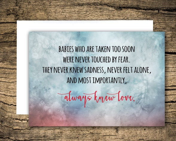 Loss Of A Baby Sympathy Quotes
 Loss of baby miscarriage sympathy card condolence card