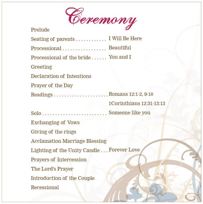 Lutheran Wedding Vows
 lutheran wedding ceremony outline Google Search