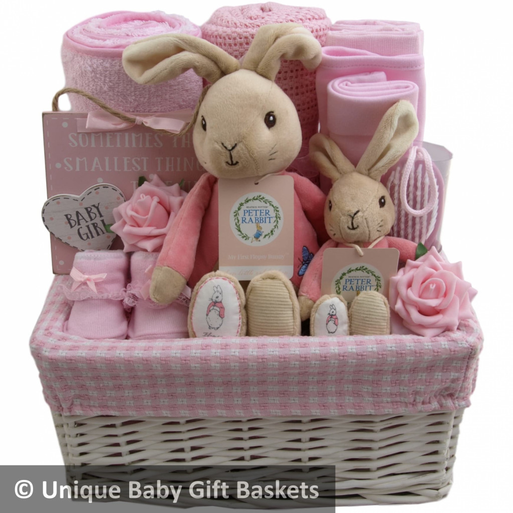 Luxury Personalized Baby Gifts
 Luxury Double Flopsy Bunny Baby Girl Gift Hamper