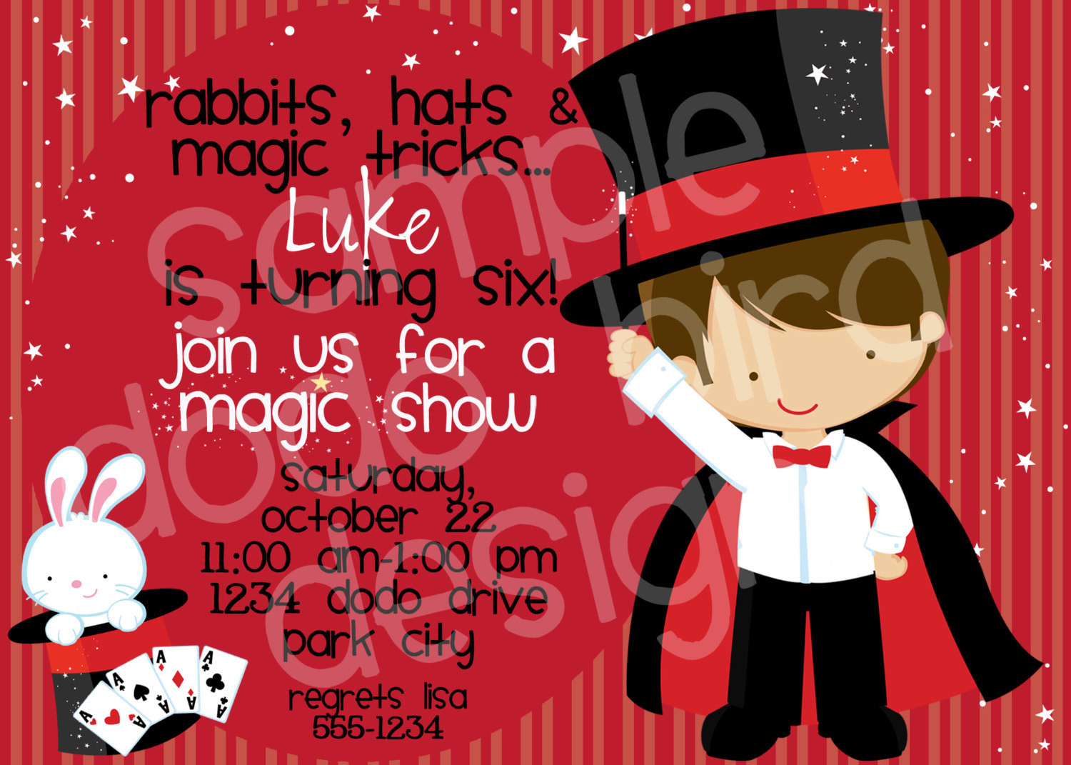 Magic Show Birthday Party
 Magic Show Birthday Party Invitation Boy Girl Personalized