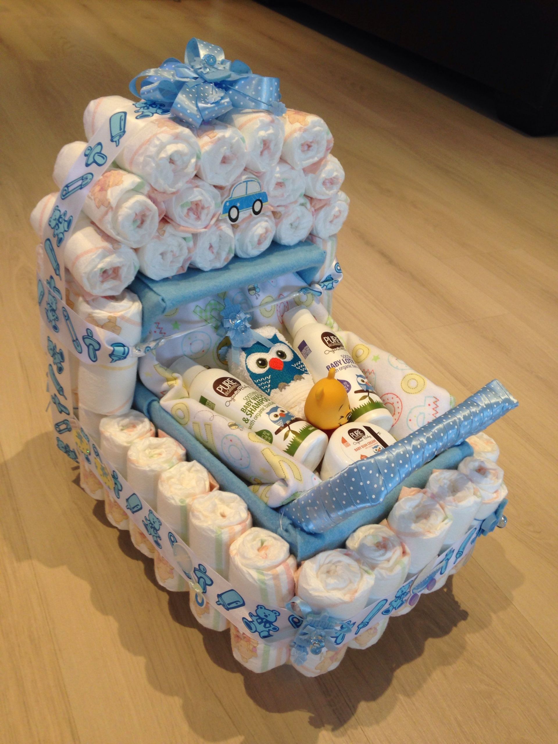 Male Baby Shower Gifts
 Baby shower present nappy stroller idea
