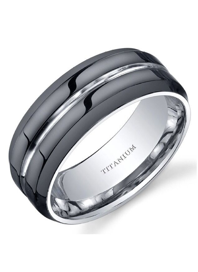 Male Wedding Bands
 NEW Modern Style fort fit Mens 8mm Black Titanium