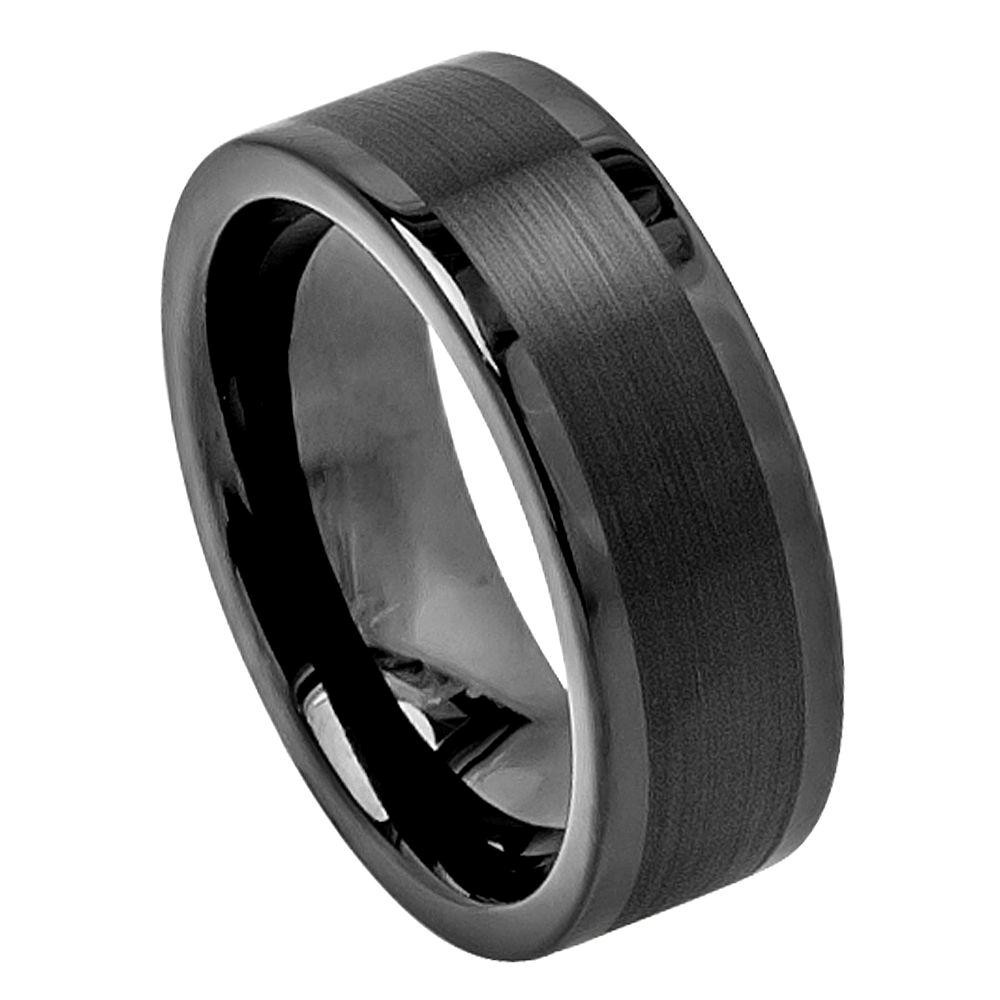 Male Wedding Bands
 Black Tungsten Carbide Wedding Band Ring Mens Jewelry