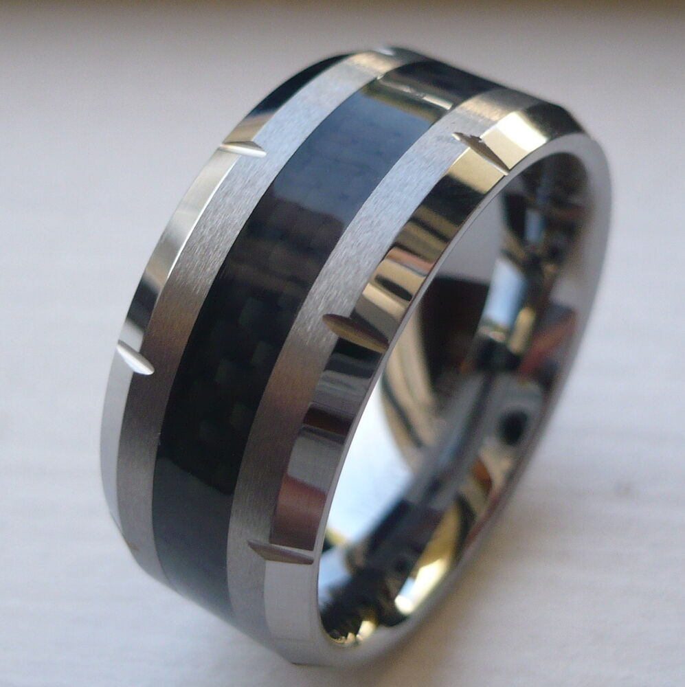 Male Wedding Bands
 10MM MEN S TUNGSTEN CARBIDE WEDDING BAND RING with BLACK