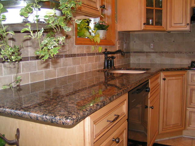 Marble Kitchen Tiles
 Baltic Brown Granite & Tile Backsplash