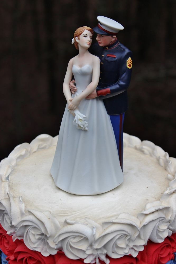 Marine Wedding Cakes
 Military Marine Corps USMC wedding cake topper ur hair